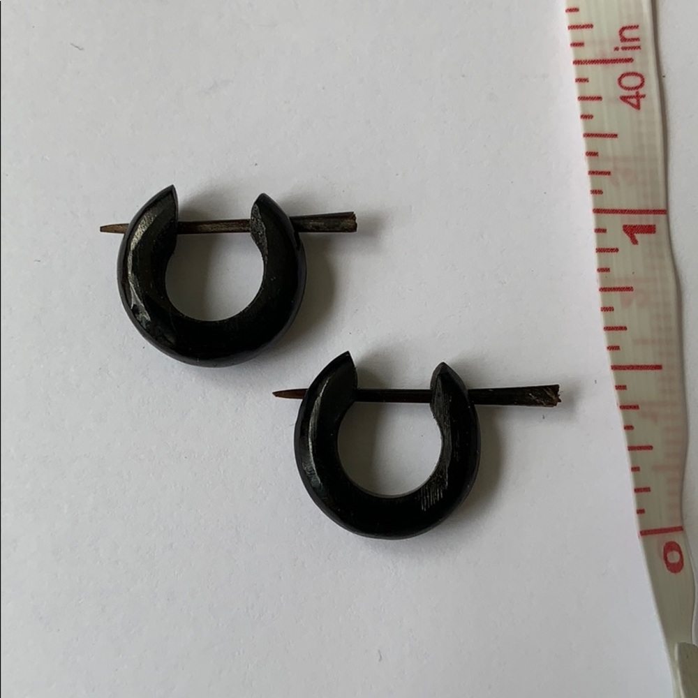 Vintage Handmade Wooden Earrings - Picture 4 of 4